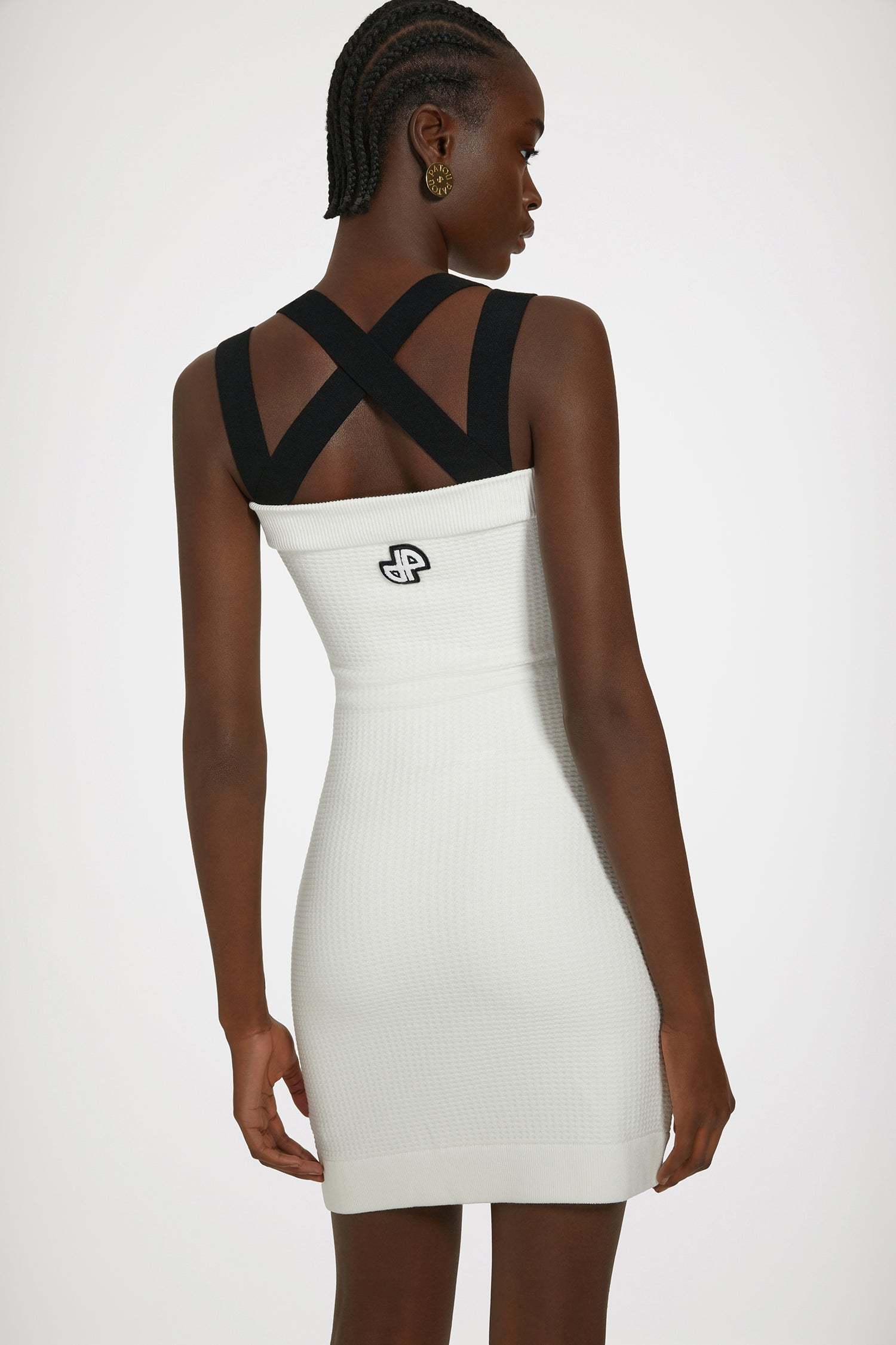 Patou Crossed Straps Mini Dress In White