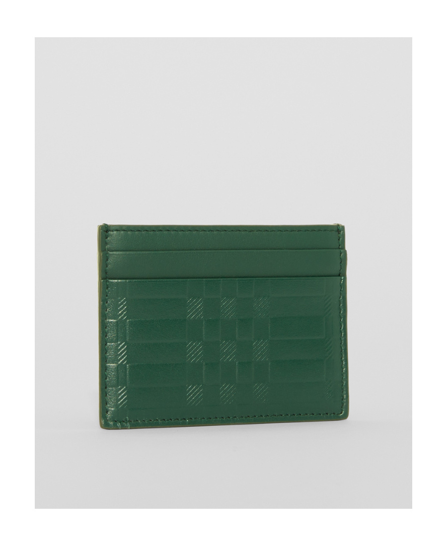 Burberry Checked Embossed Card Holder In Green
