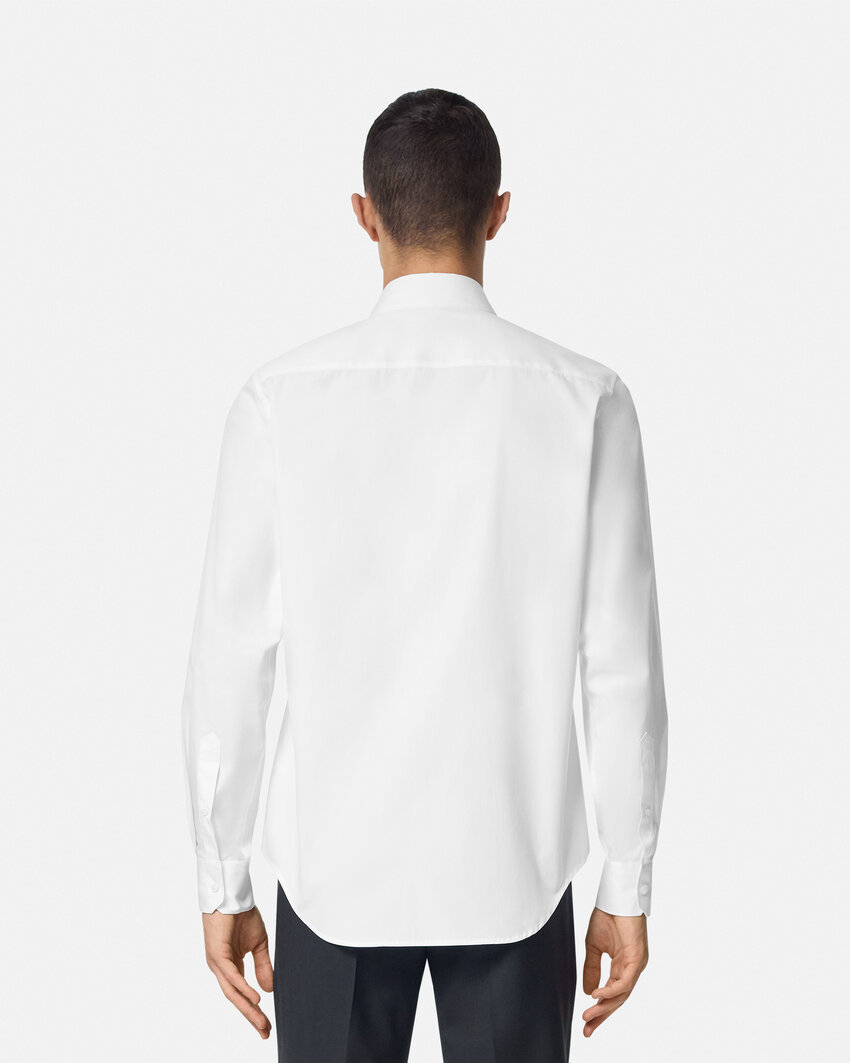 Versace Barocco Jacquard Button-up Shirt In White