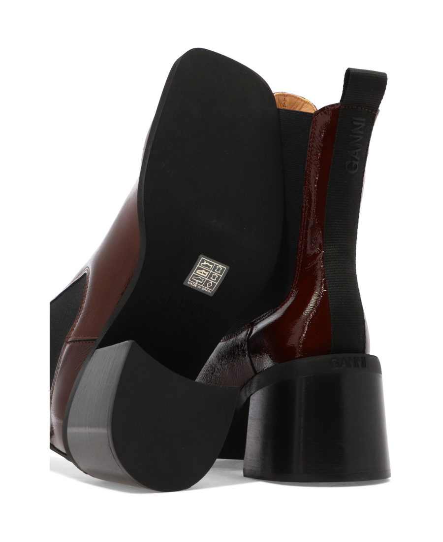 Ganni Brown Heeled Chelsea Boots In Black