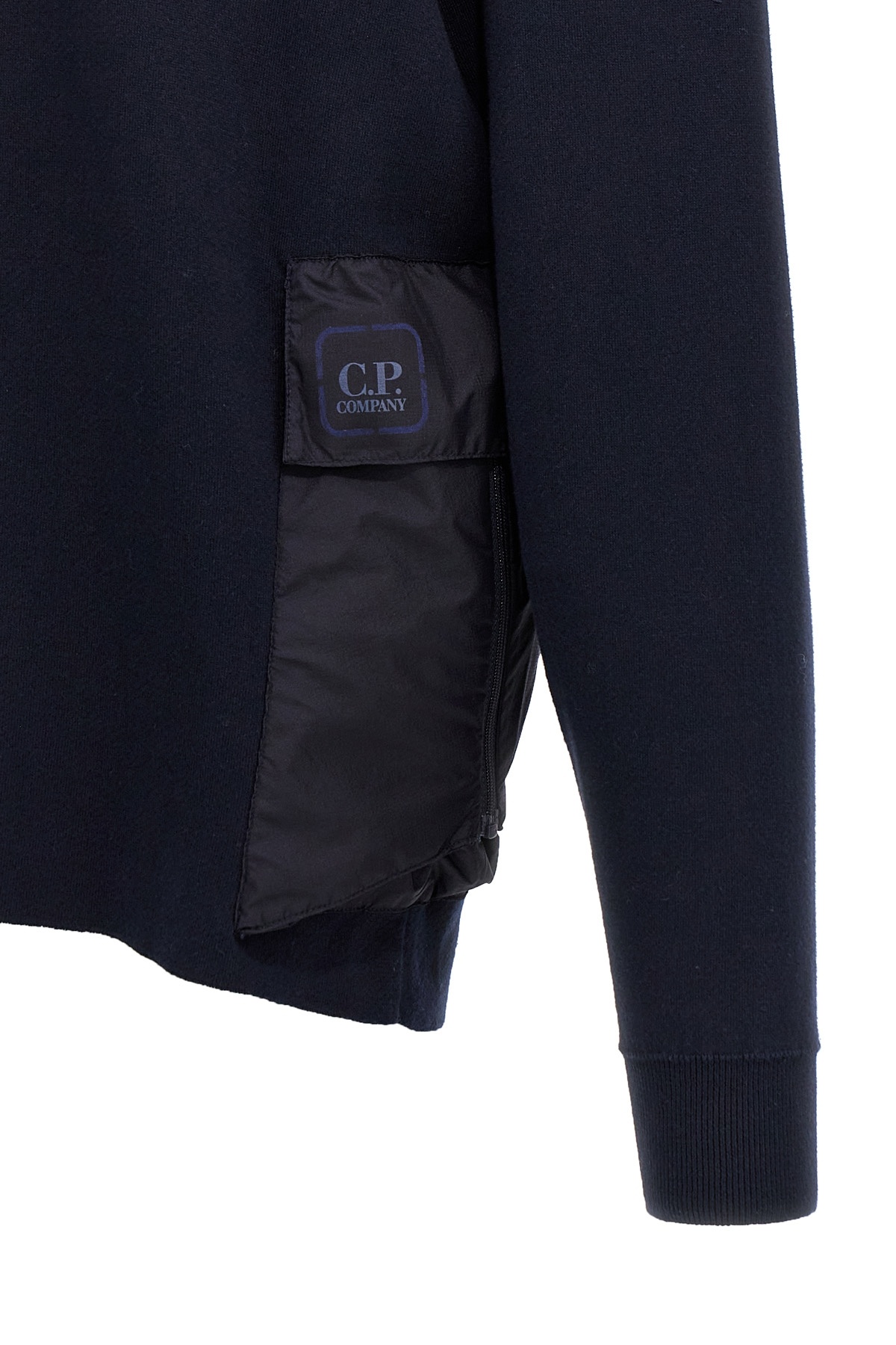 C.p. Company Minimalist Casual Jacket With High Collar And Textured Pocket In Black