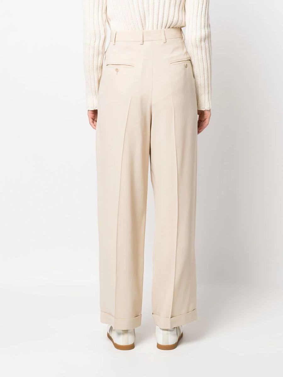 Apc Wide-leg Trousers With Pleated Front And High Waist In White