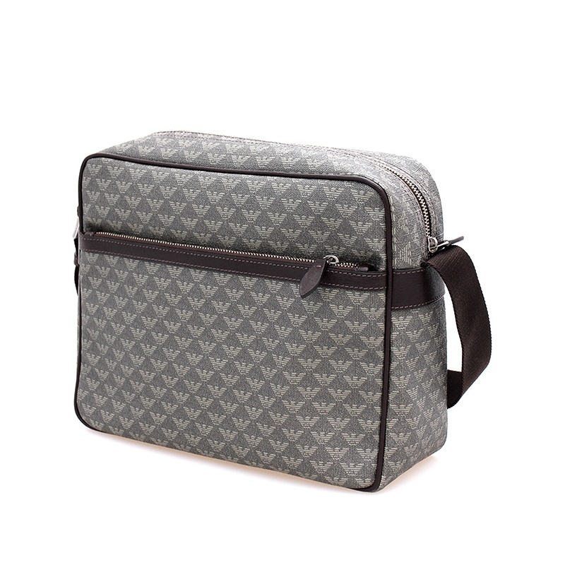 Emporio Armani Logo Details Satchel In Gray