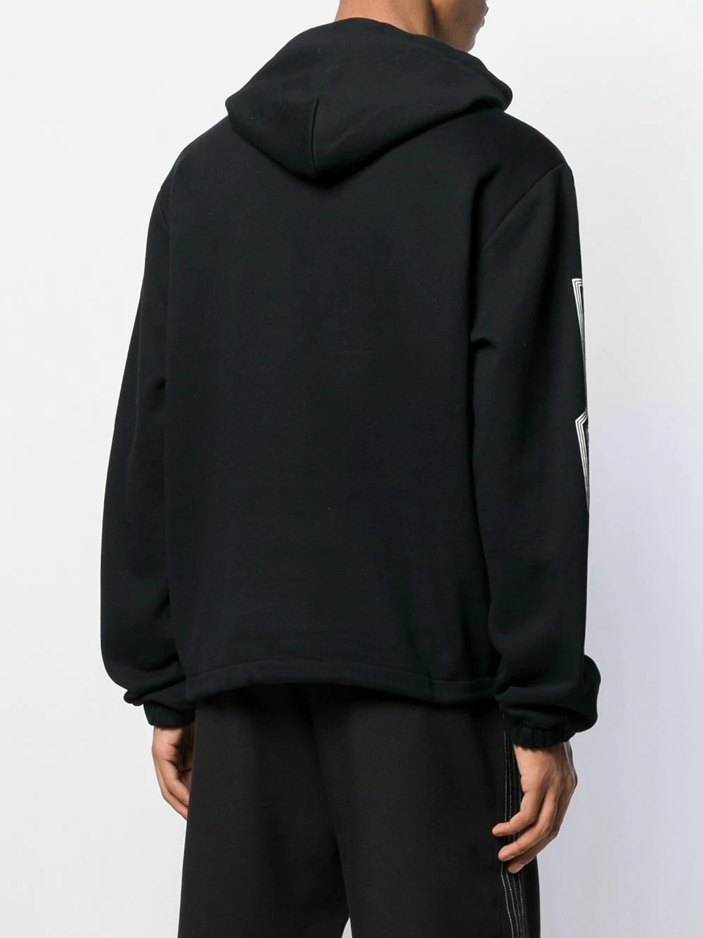 Mcq By Alexander Mcqueen Logo Pattern Printed Hooded Sweater In Black