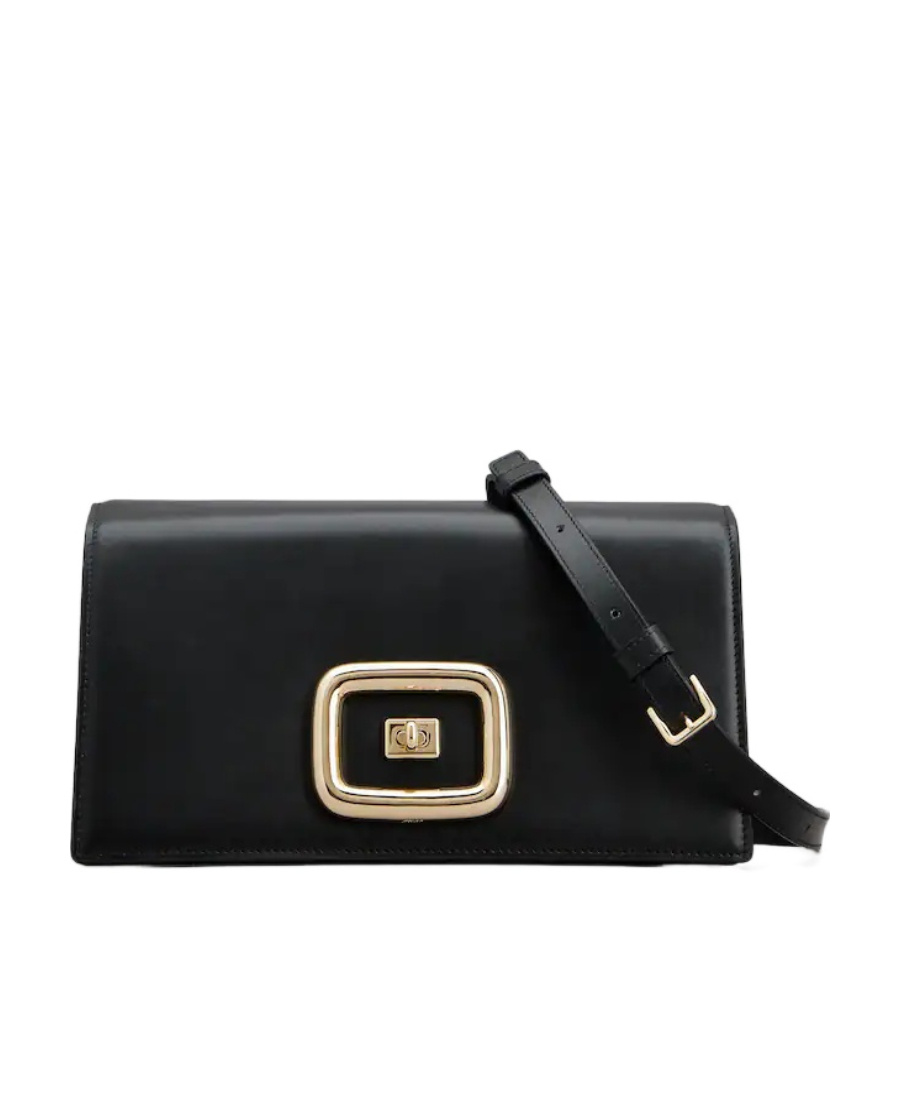 Roger Vivier Structured Chain Shoulder Bag In Black
