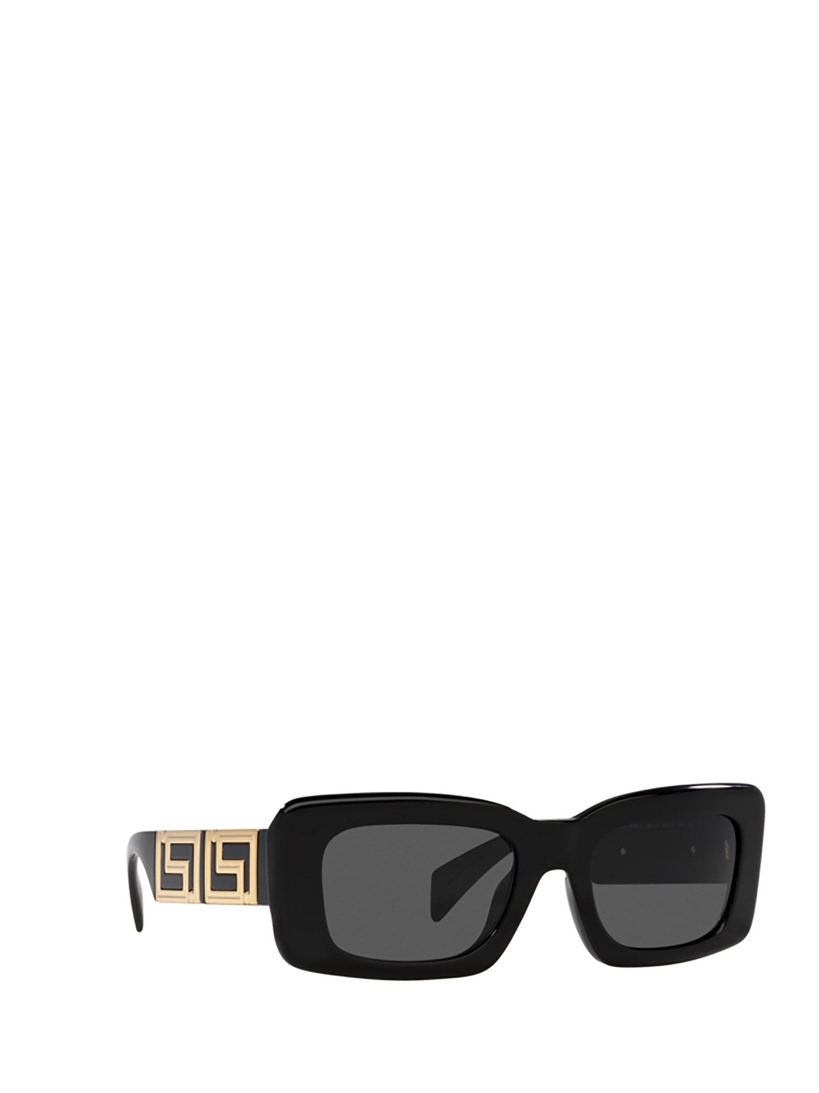 Versace Greca-motif Rectangle-frame Sunglasses In Black