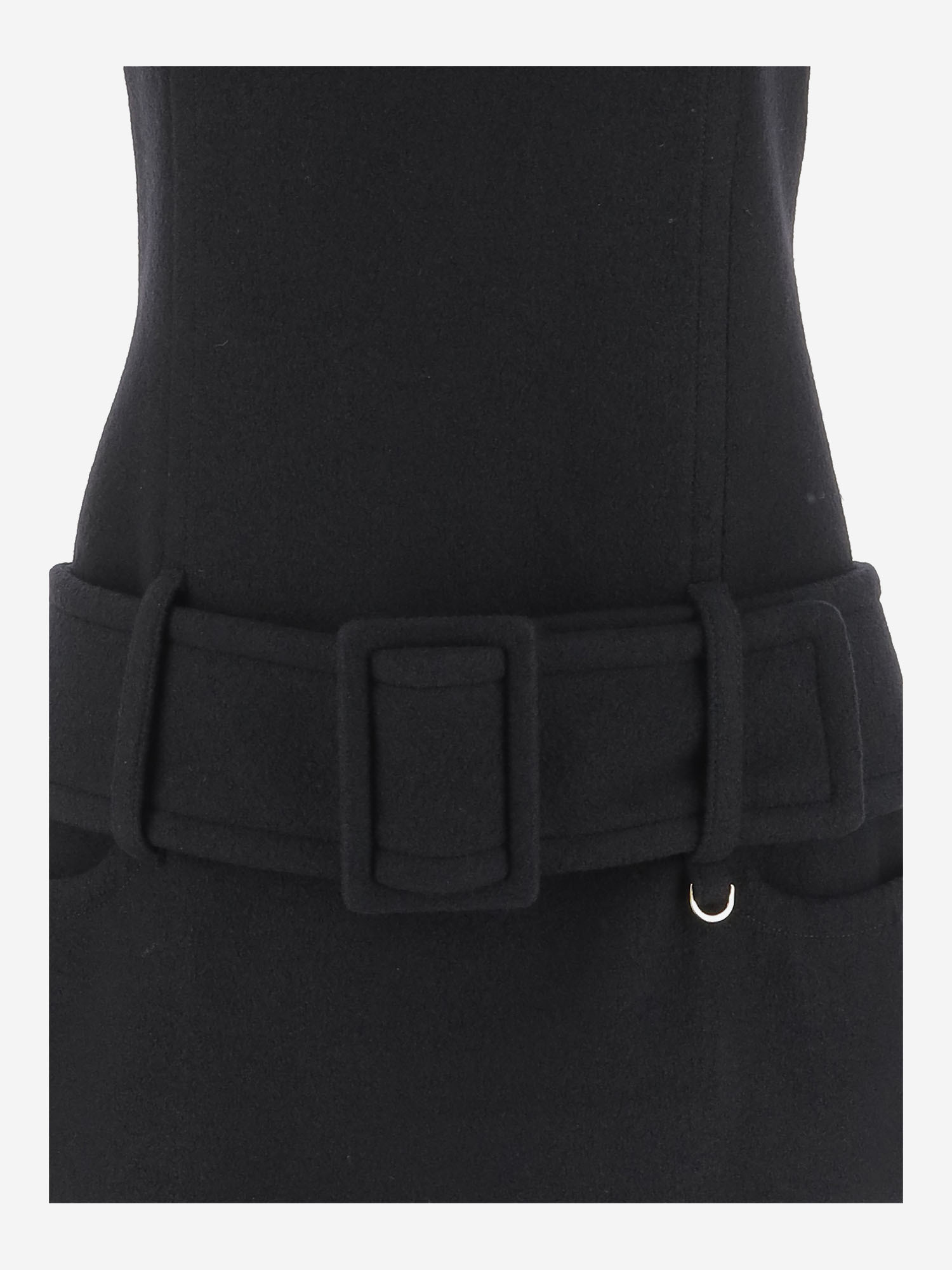 Patou Boiled Wool Mini Dress In Black