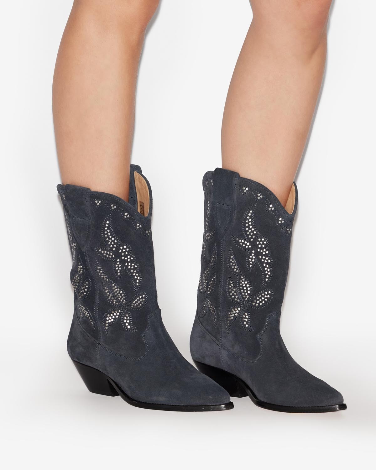 Isabel Marant Duerto Studded Suede Cowboy Boots In Black