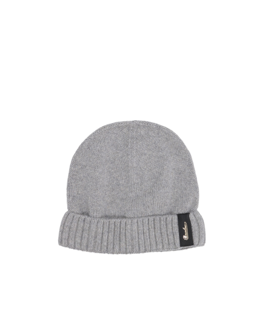 Borsalino Logo-patch Cashmere Beanie In Gray