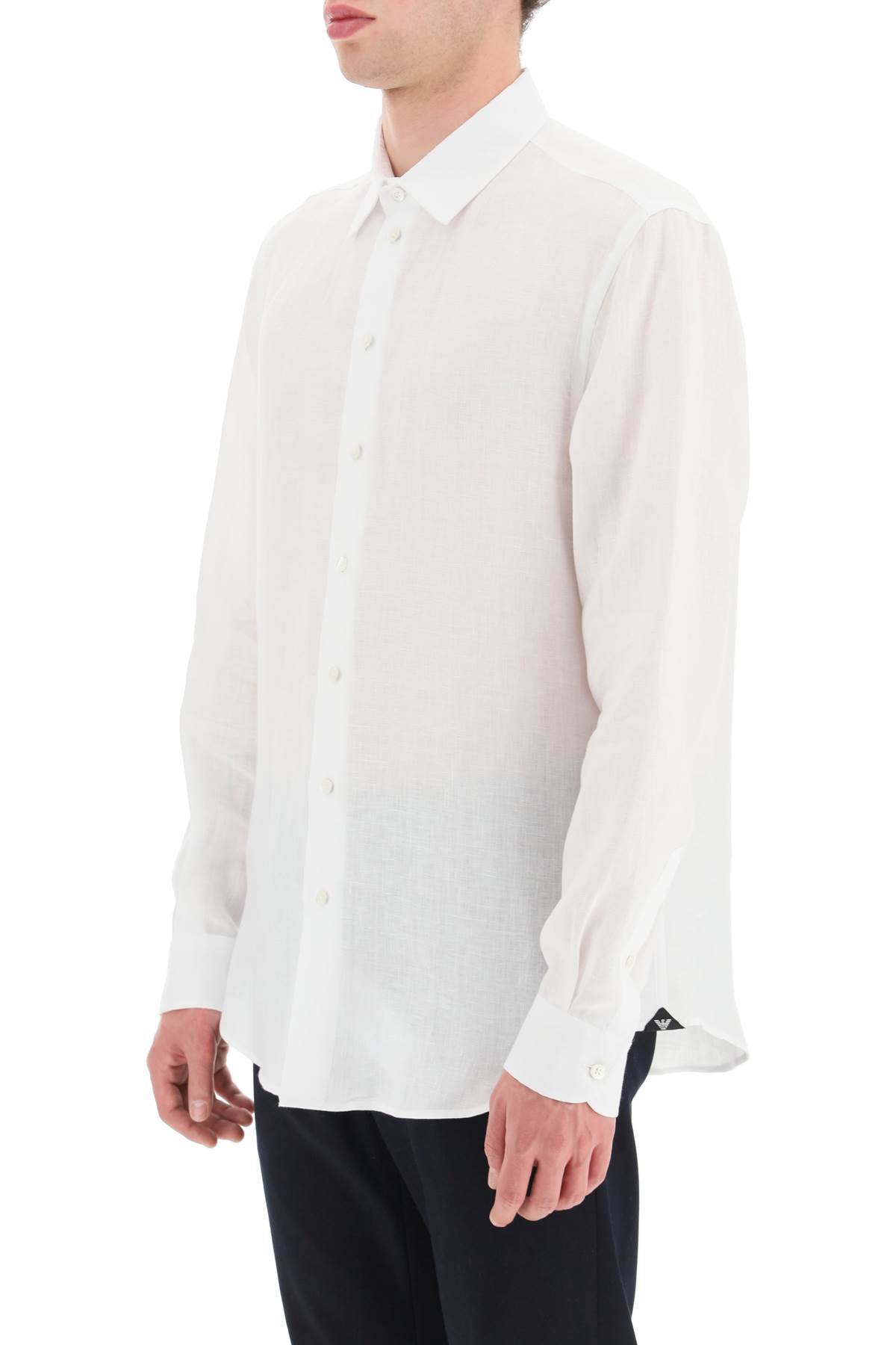 EMPORIO ARMANI LONG-SLEEVED LINEN SHIRT