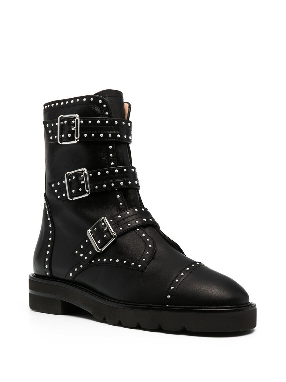 Stuart Weitzman Jesse Lift Studded Ankle Boots In Black