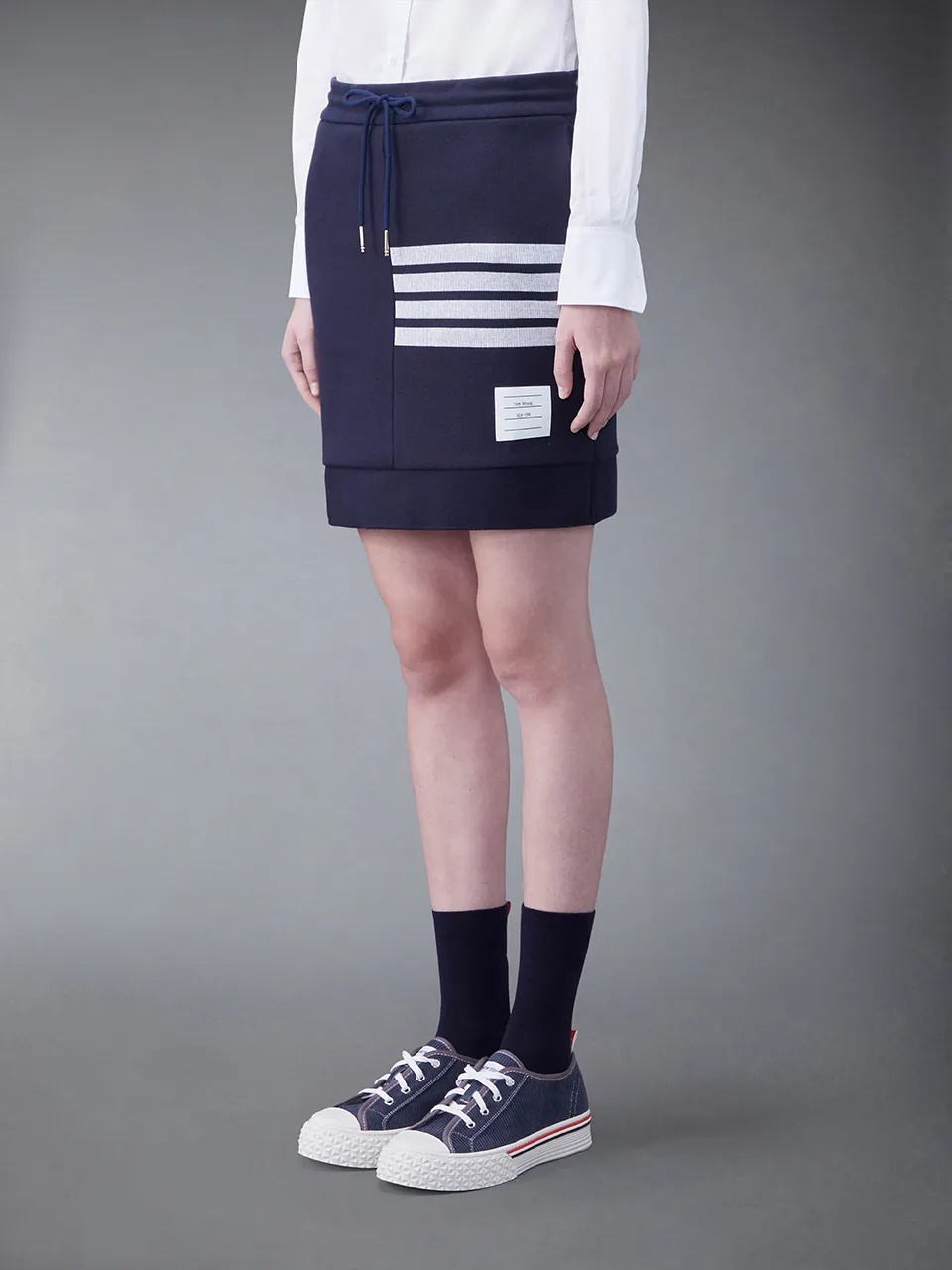 Thom Browne 4-bar Stripes Drawstring Skirt In Black