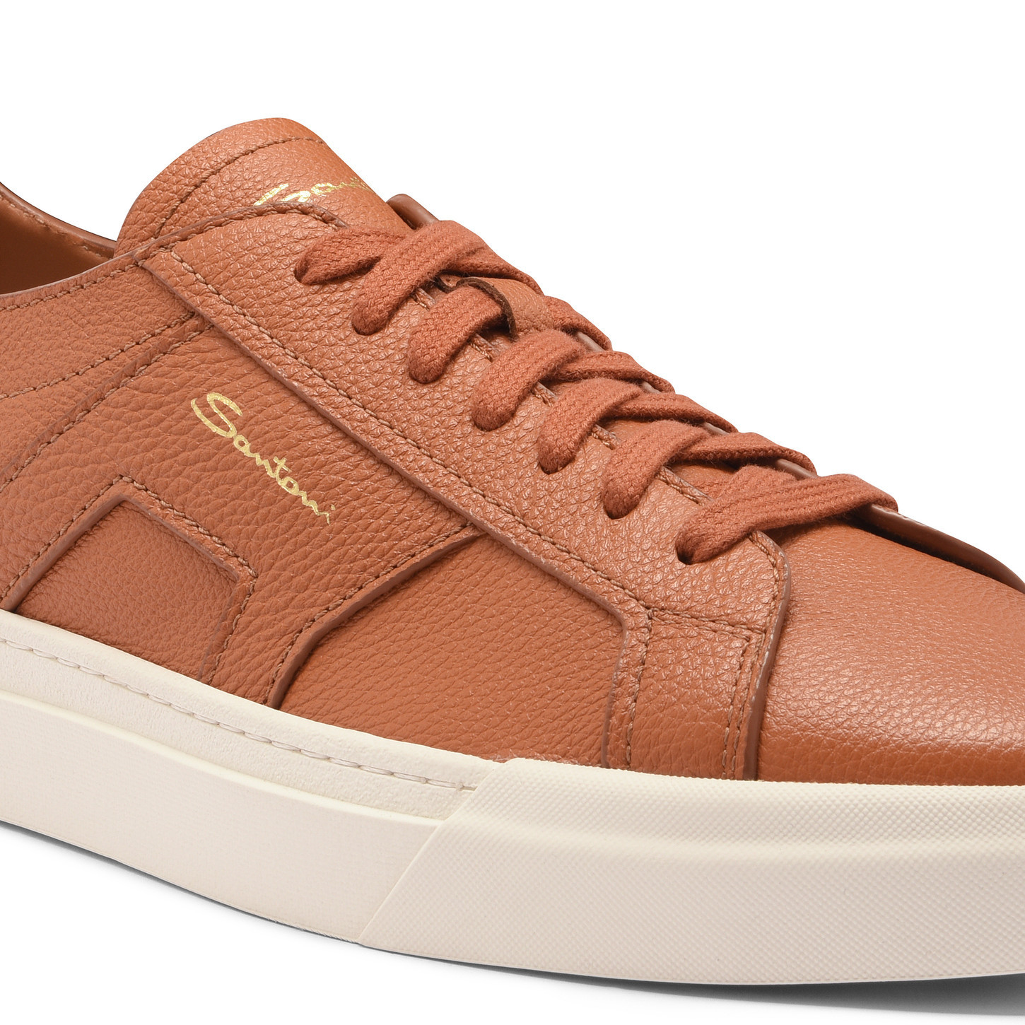 Santoni Men's Double Buckle Lace Up Sneakers In White