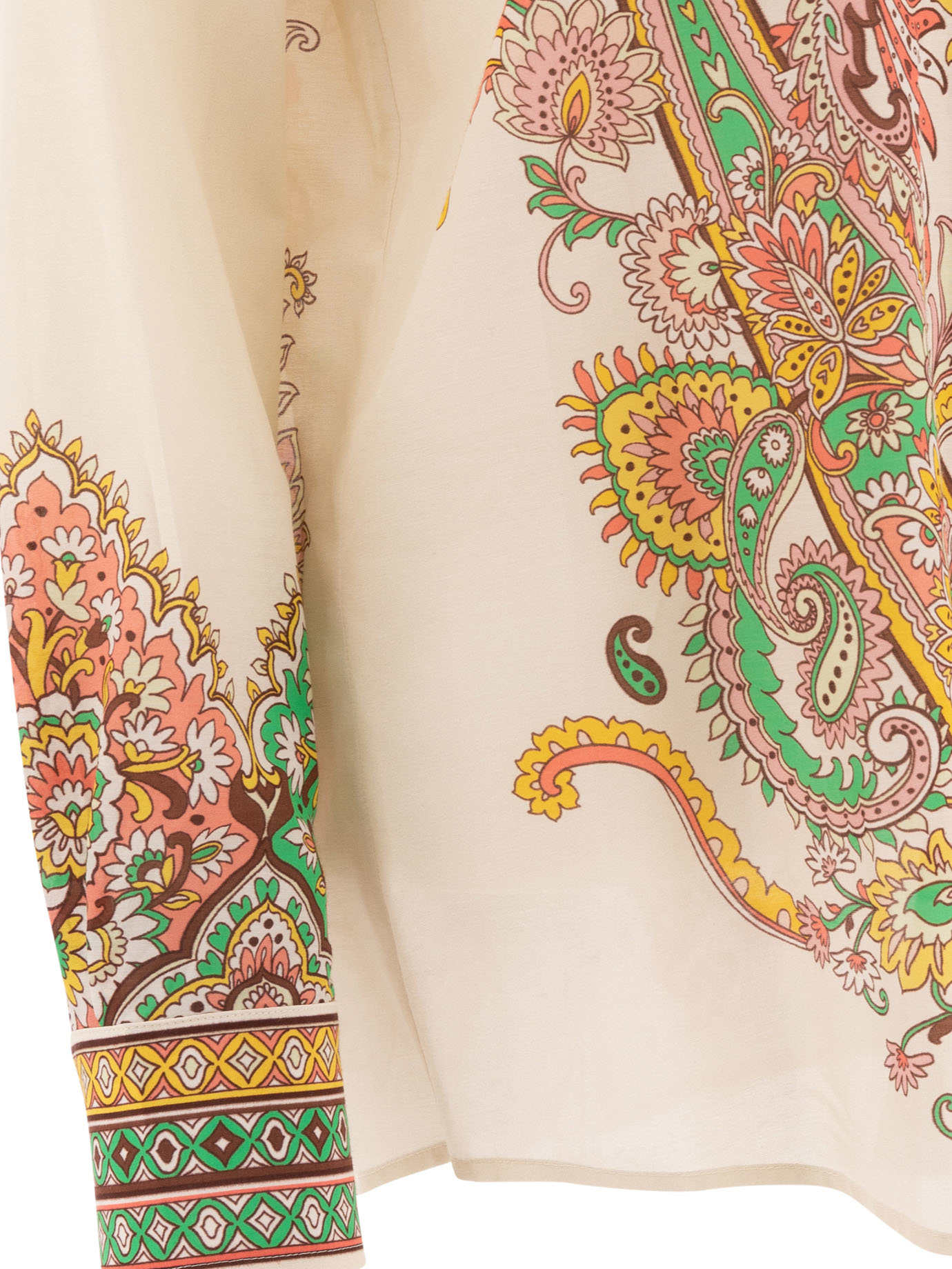 Etro Multicolor Shirt With Classic Collar And All-over Paisley Print In Cotton And Silk Woman In Nude