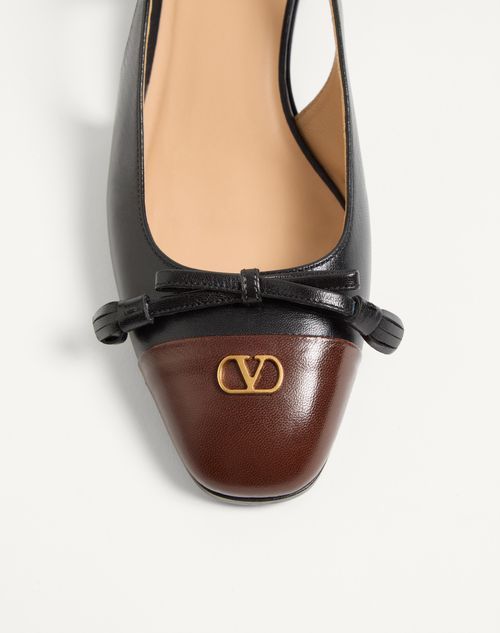 Valentino Valet Du Roi Leather Slingback Ballerina Flat In Black/coffee