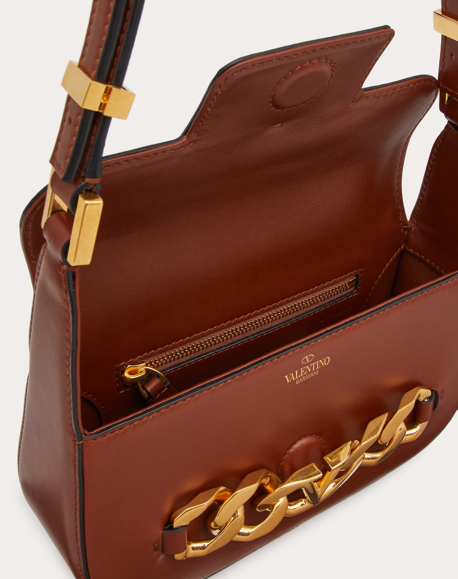 Valentino Vlogo Leather Crossbody Bag In Brown