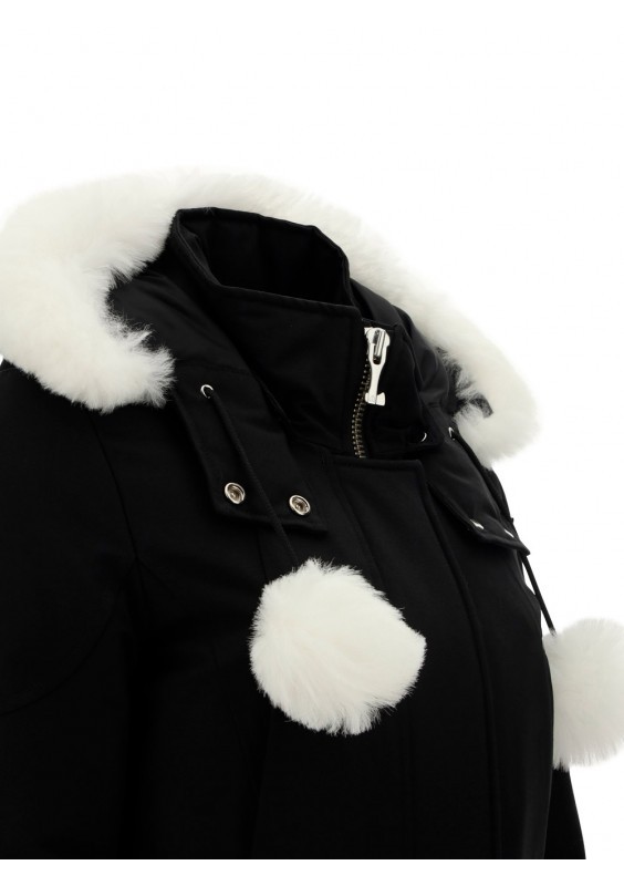 Moose Knuckles Stirling Down Parka With Genuine Shearling Trim In Black