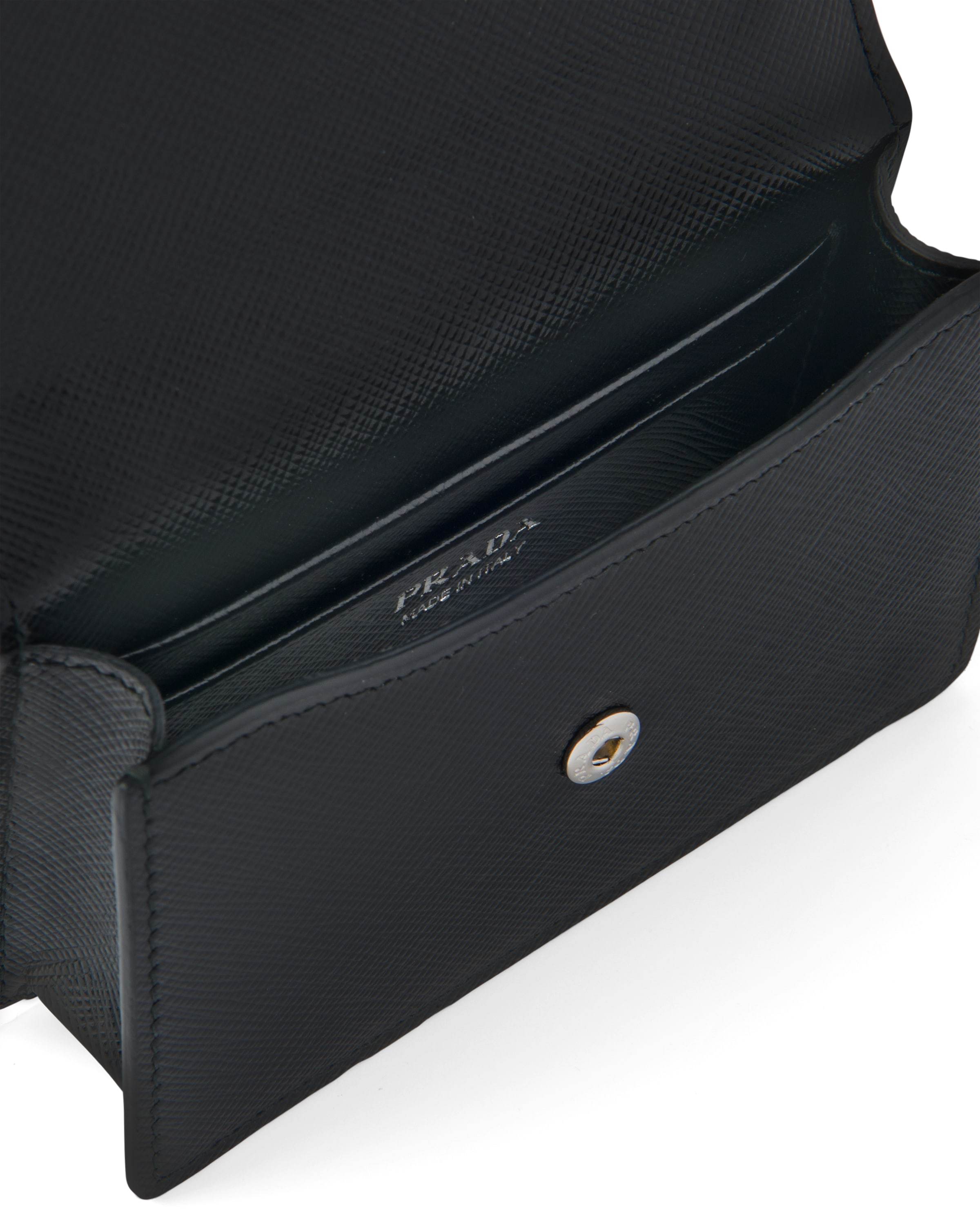 Prada Saffiano Leather Card Holder With Shoulder Strap