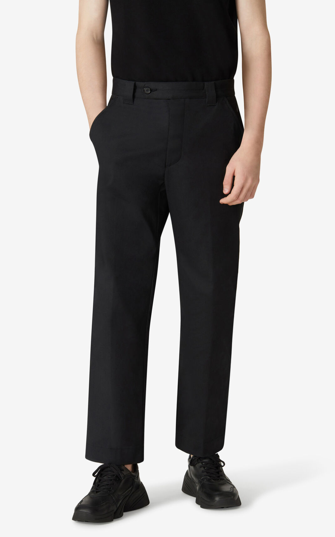 Kenzo Cropped Straight-leg Trousers In Black