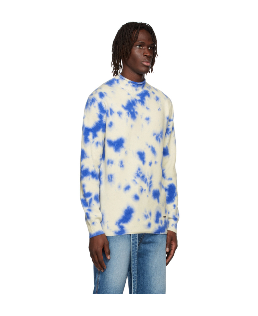 We11 Done Logo Tie-dyed Sweater In White