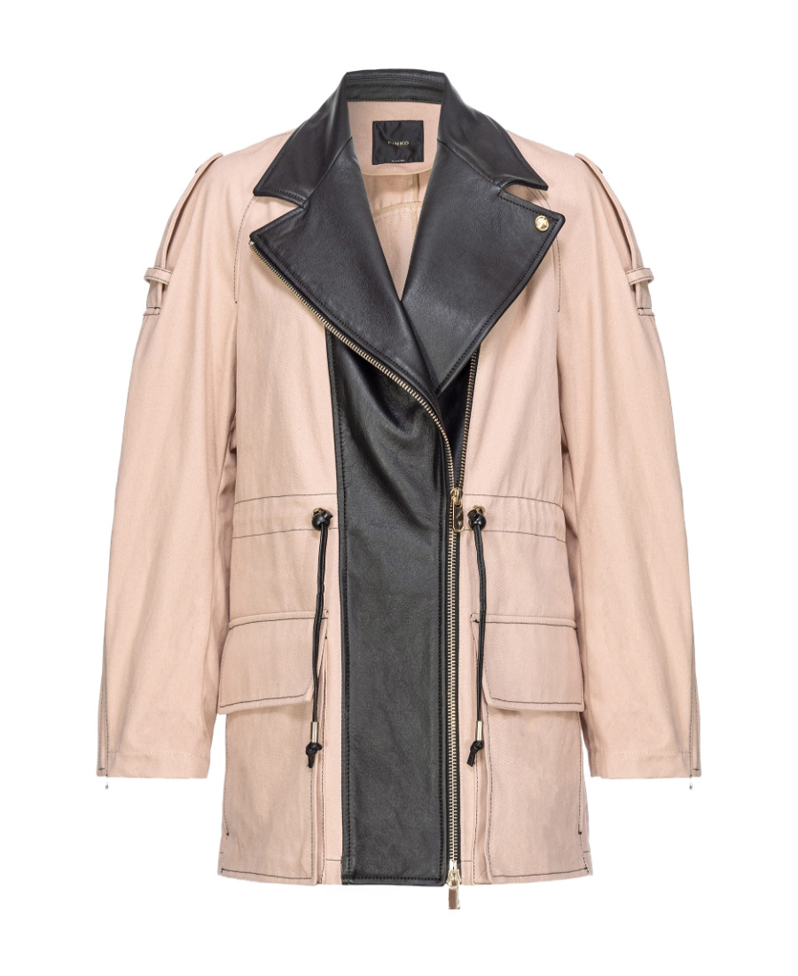 Pinko Parka In Cotone E Pelle In Nude