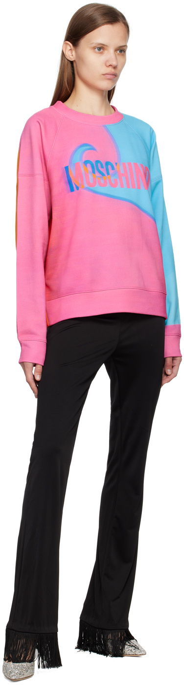 Moschino Ladies Projection Print Cotton Sweatshirt In Pink