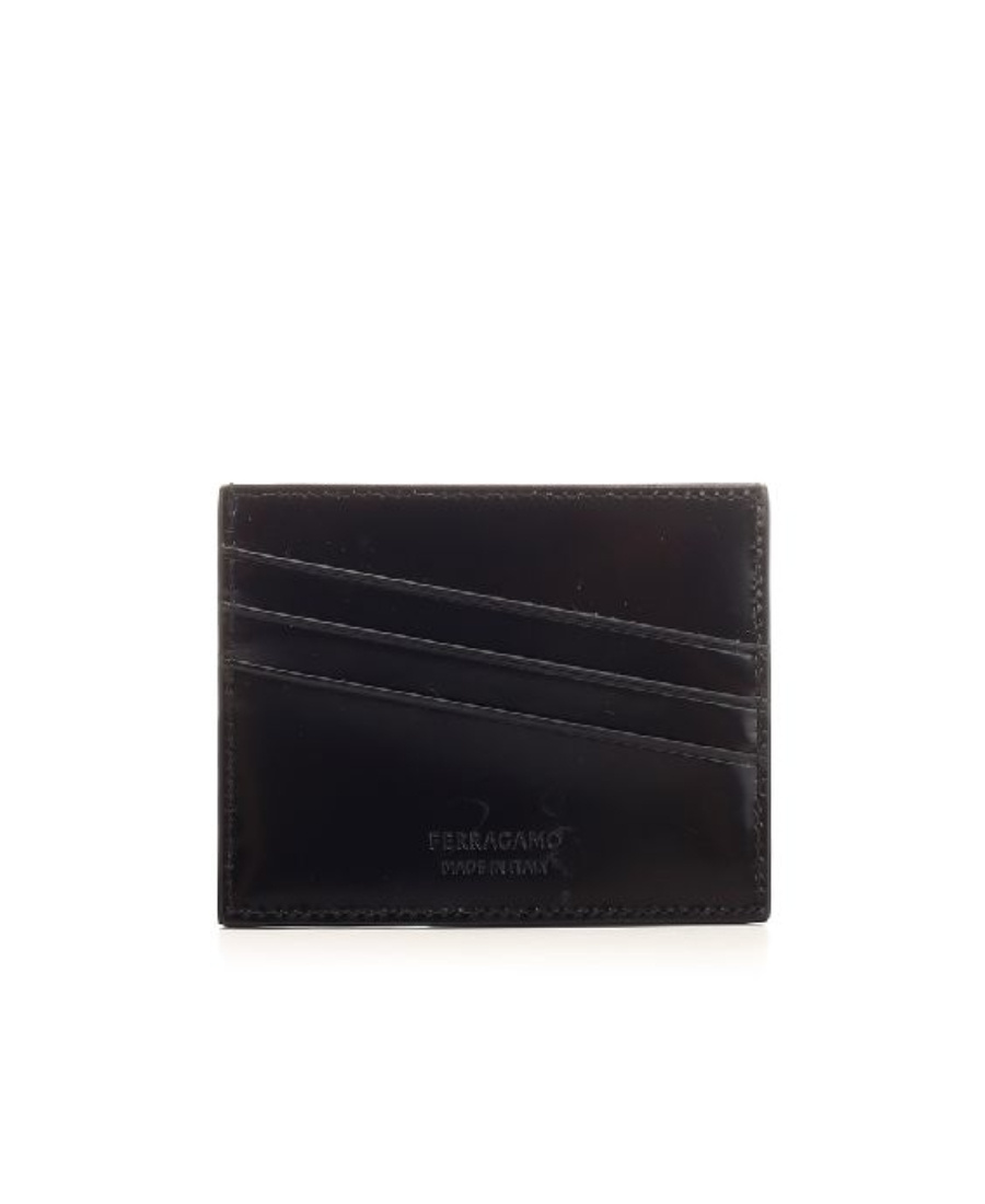 Ferragamo Salvatore  Logo Embossed Cardholder In Black