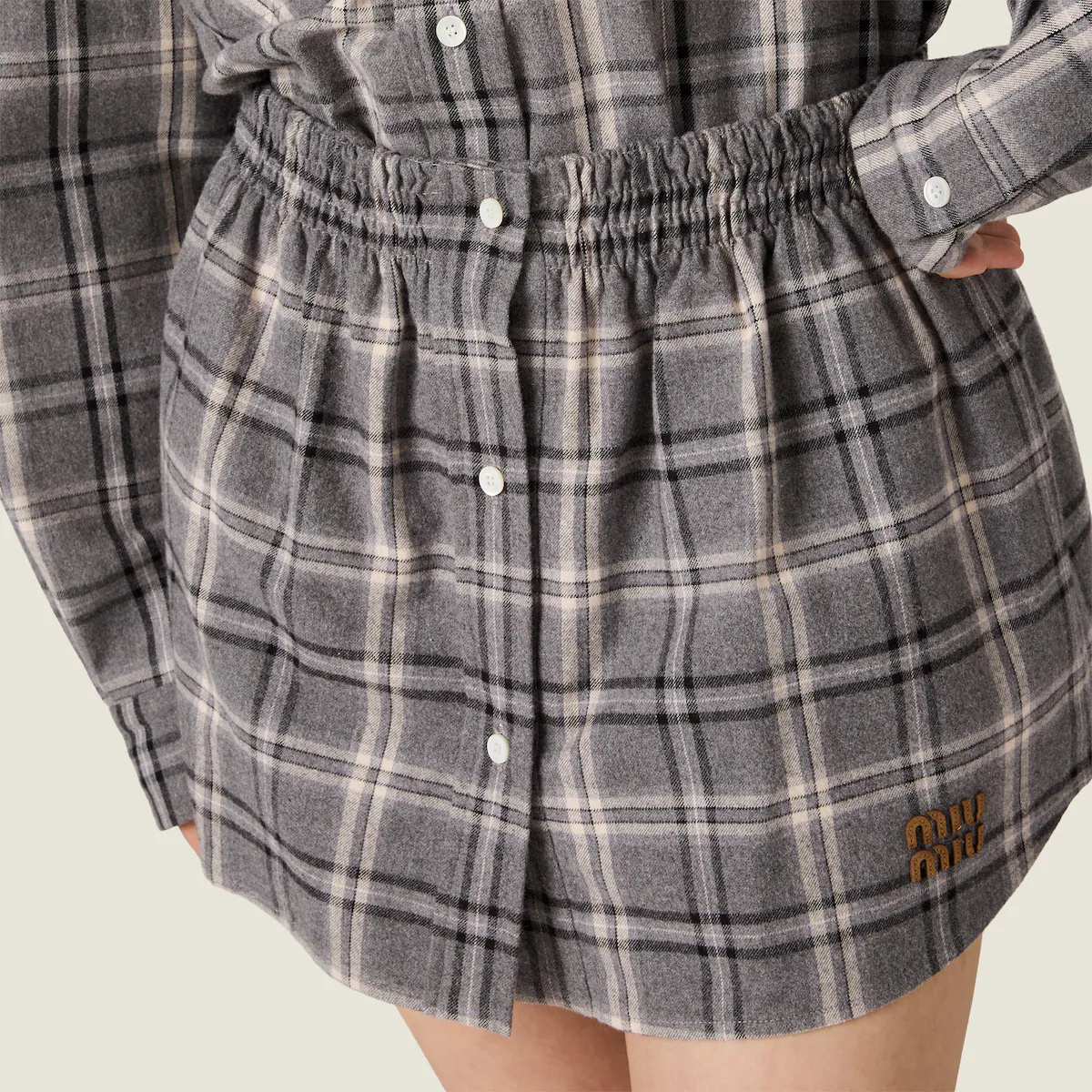 Miu Miu Checked Flannel Miniskirt In Multi