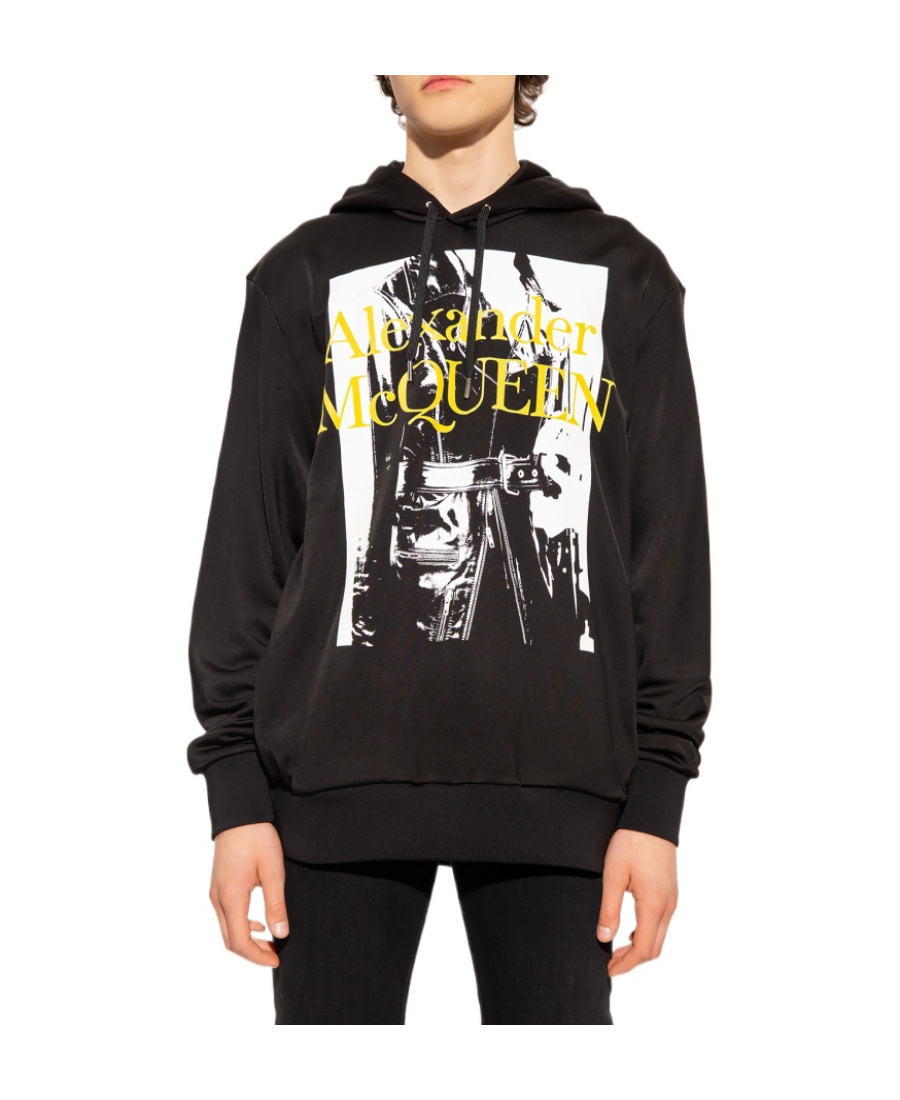 Alexander Mcqueen Logo-print Long-sleeved Hoodie In Black