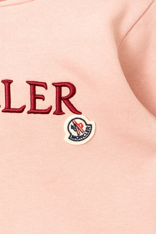 Moncler Logo-print Cotton Hoodie In Pink