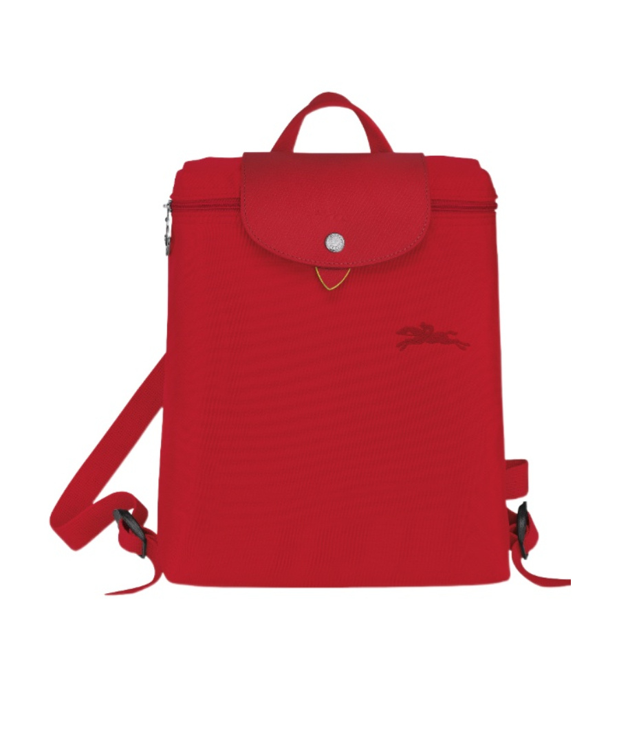 Longchamp Medium Le Pliage Green Backpack In Red