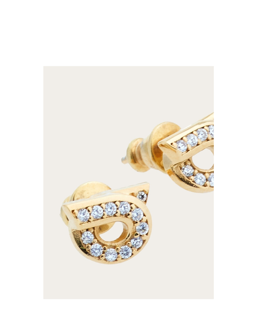 FERRAGAMO FERRAGAMO GANCINI EMBELLISHED POLISHED FINISH EARRINGS