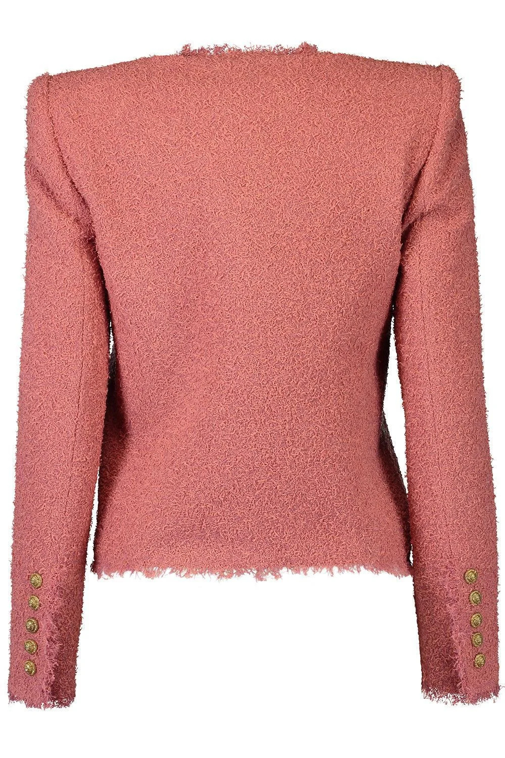 Balmain Buttoned Tweed Jacket In Pink