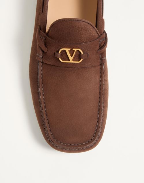 Valentino Mocassino Driver Fastaway In Cervo Suede In Brown