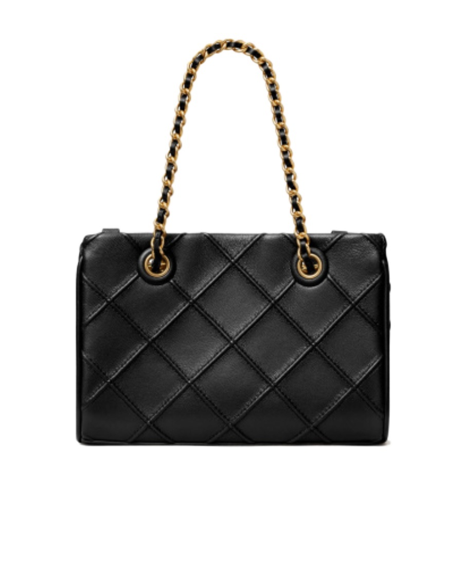 Tory Burch Mini Fleming Soft Leather Top Handle Bag In Black