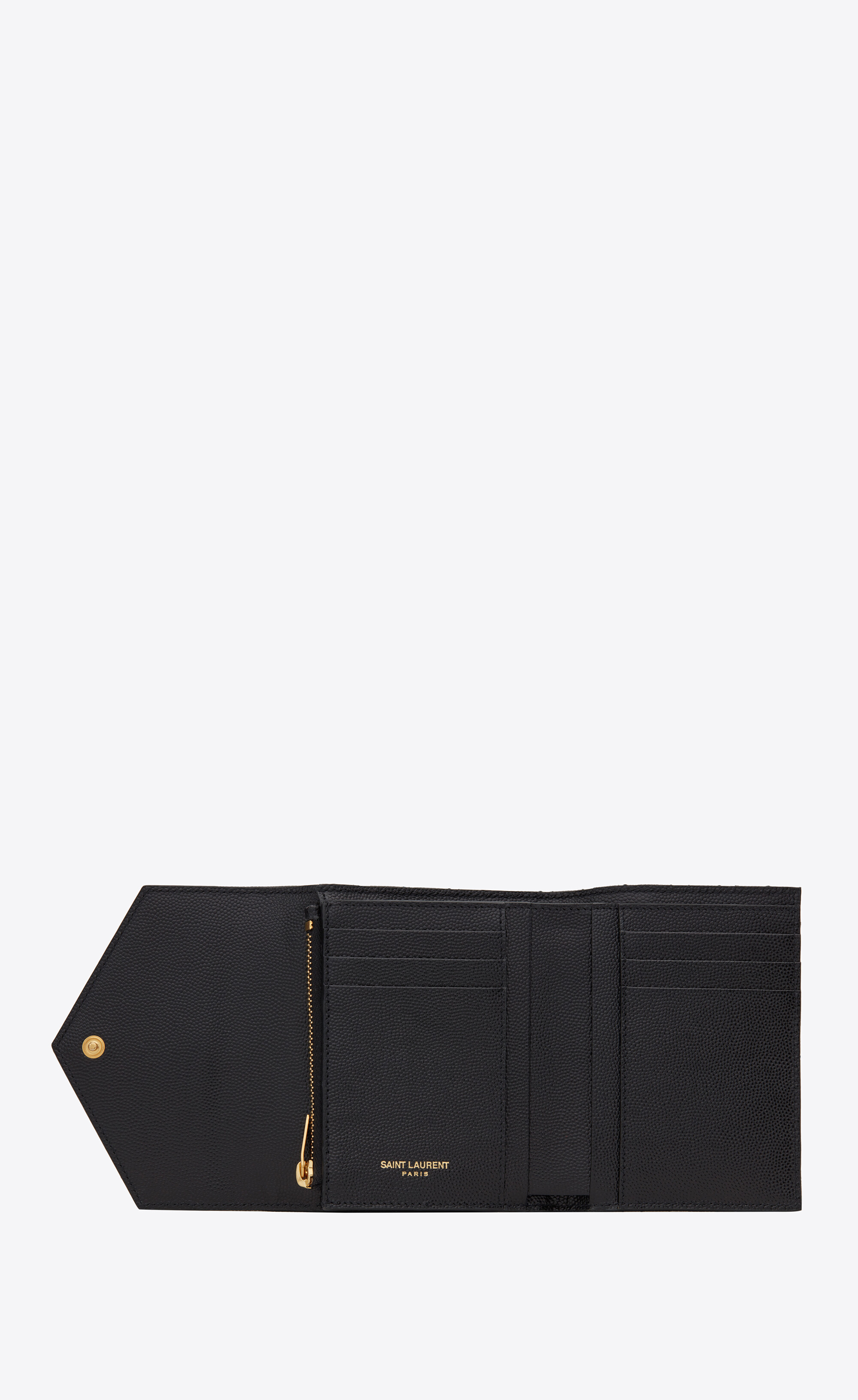 SAINT LAURENT TRI-FOLD PEBBLED PURSE