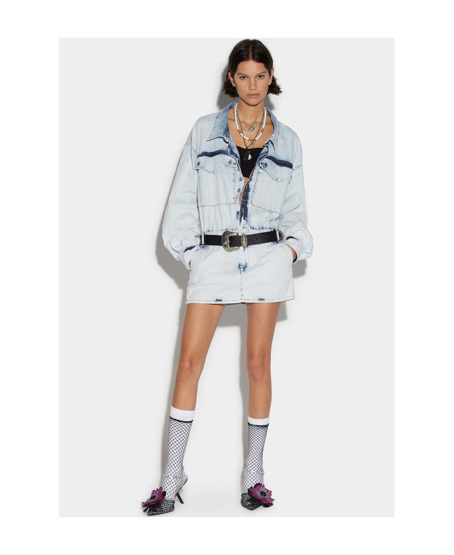 Dsquared2 Denim Dress Dsquared Clothing Blue In White