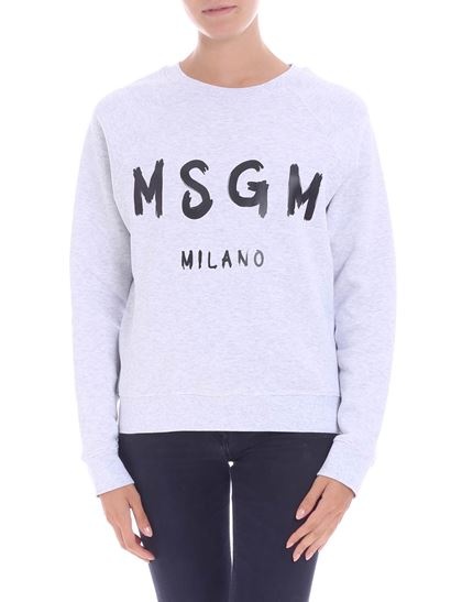 Msgm Sweatshirt With Brushed Logo Print In White