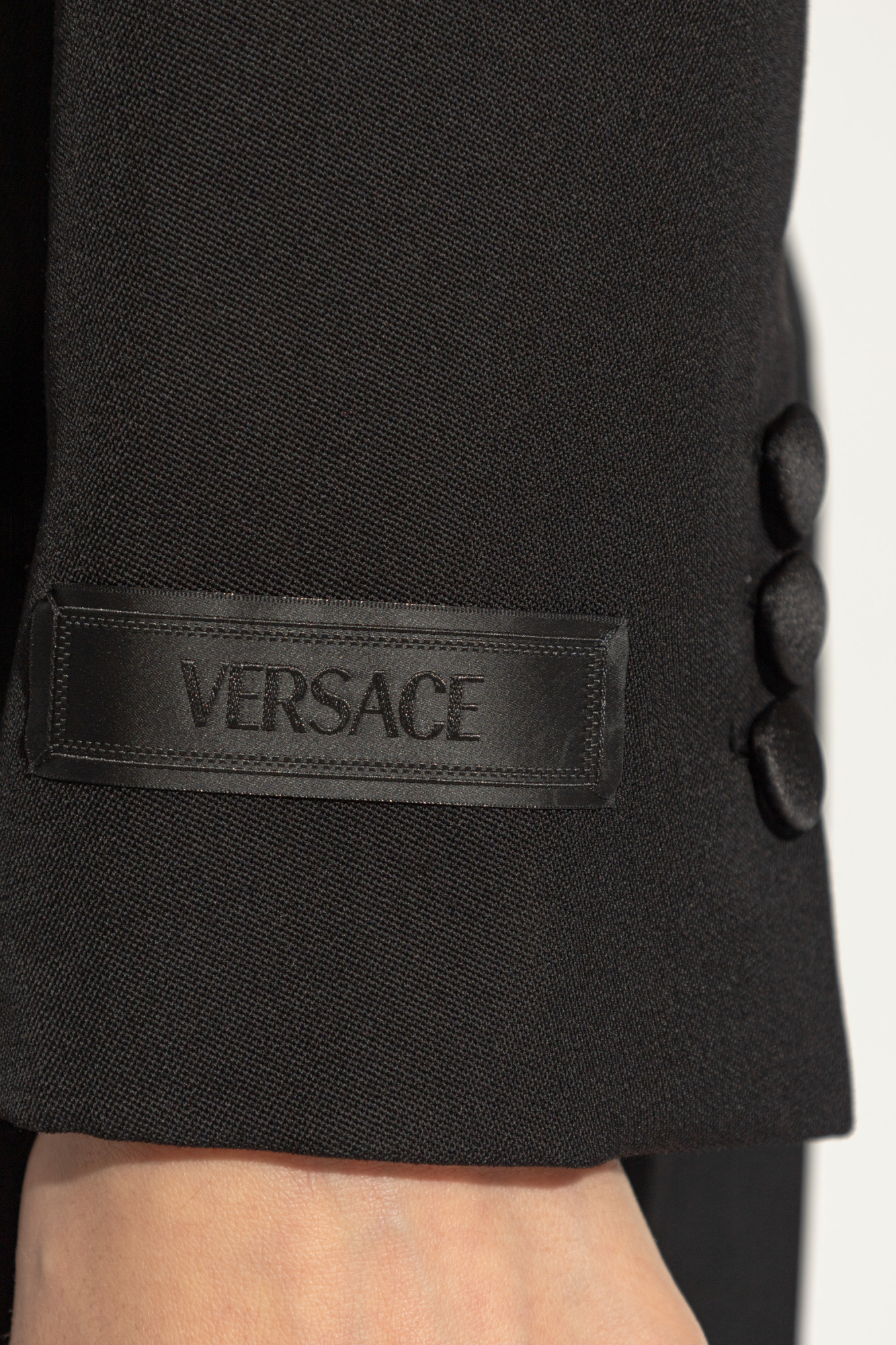 Versace Lapels Tailored Blazer Satin In Black