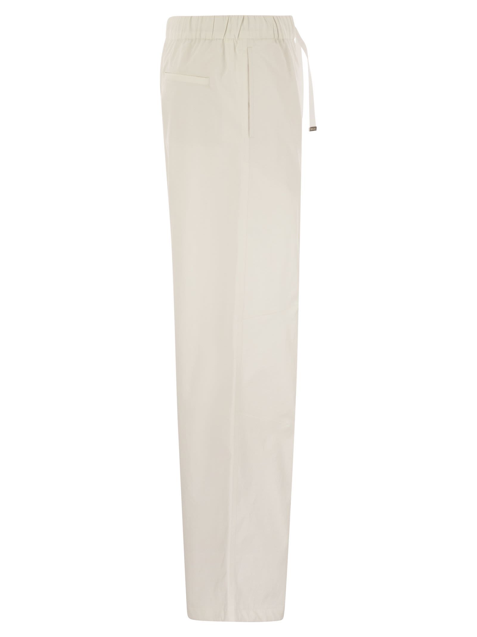 Herno Resort Trousers In Cotton Feel With Drawstring In White