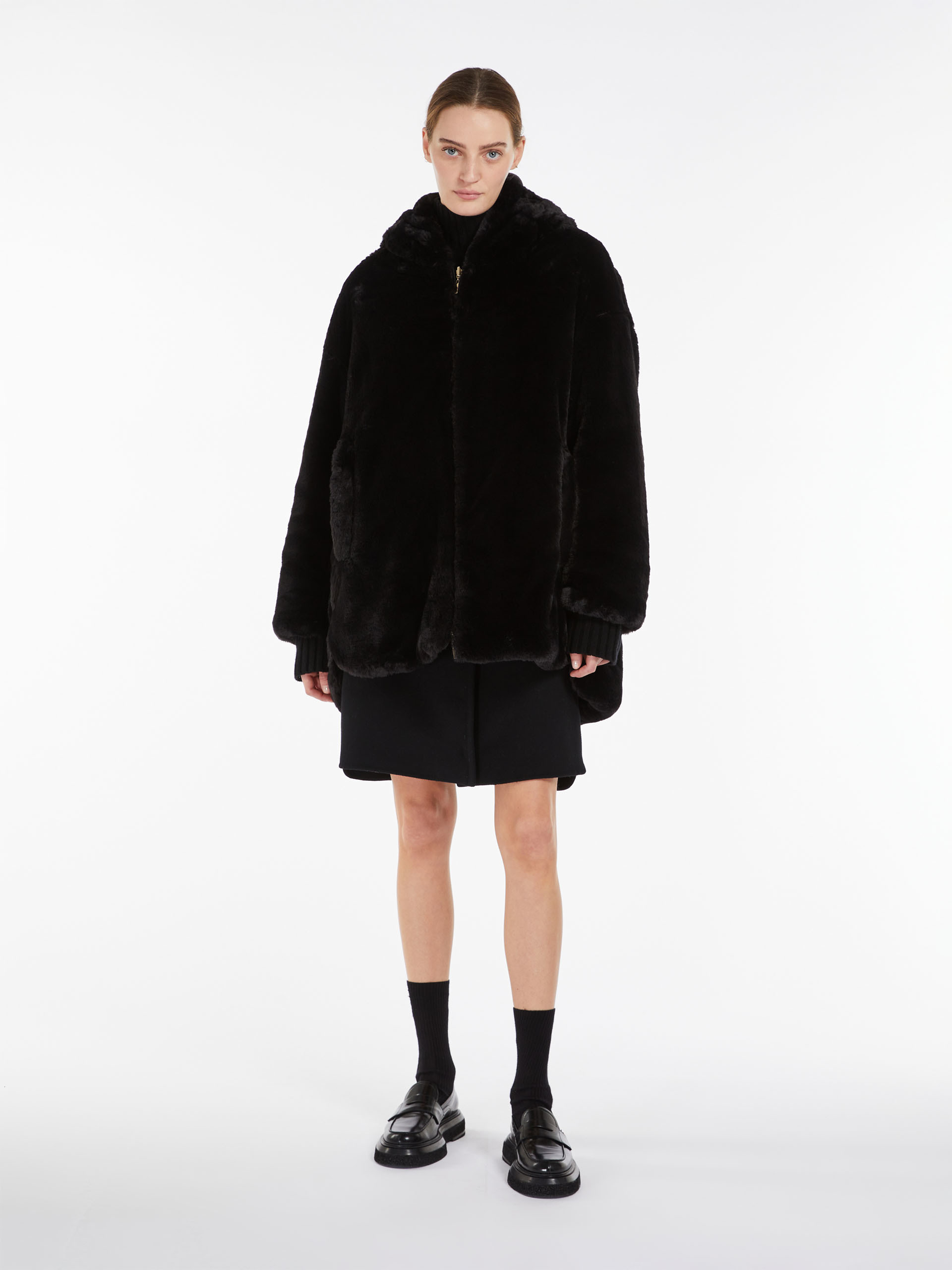 Max Mara Double-sided Short Cotton Suit In Black