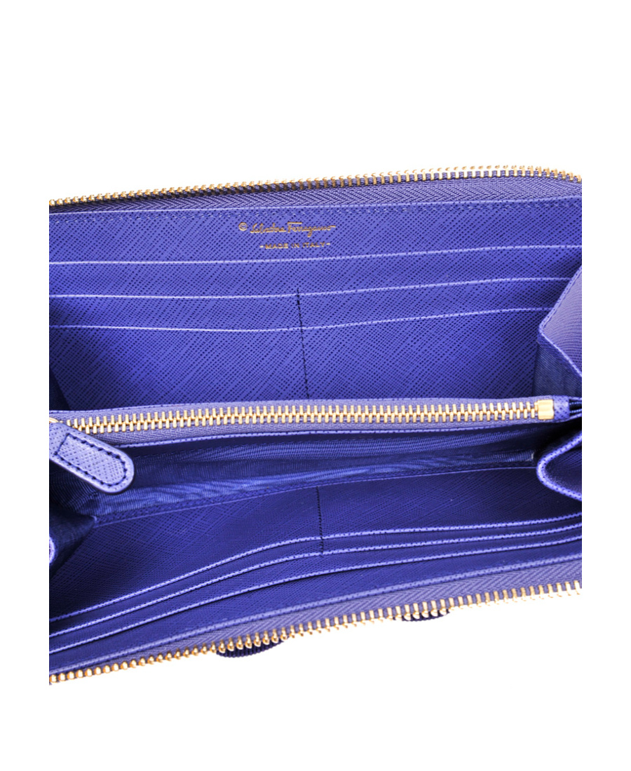 Ferragamo Bow Details Logo Wallet In Blue