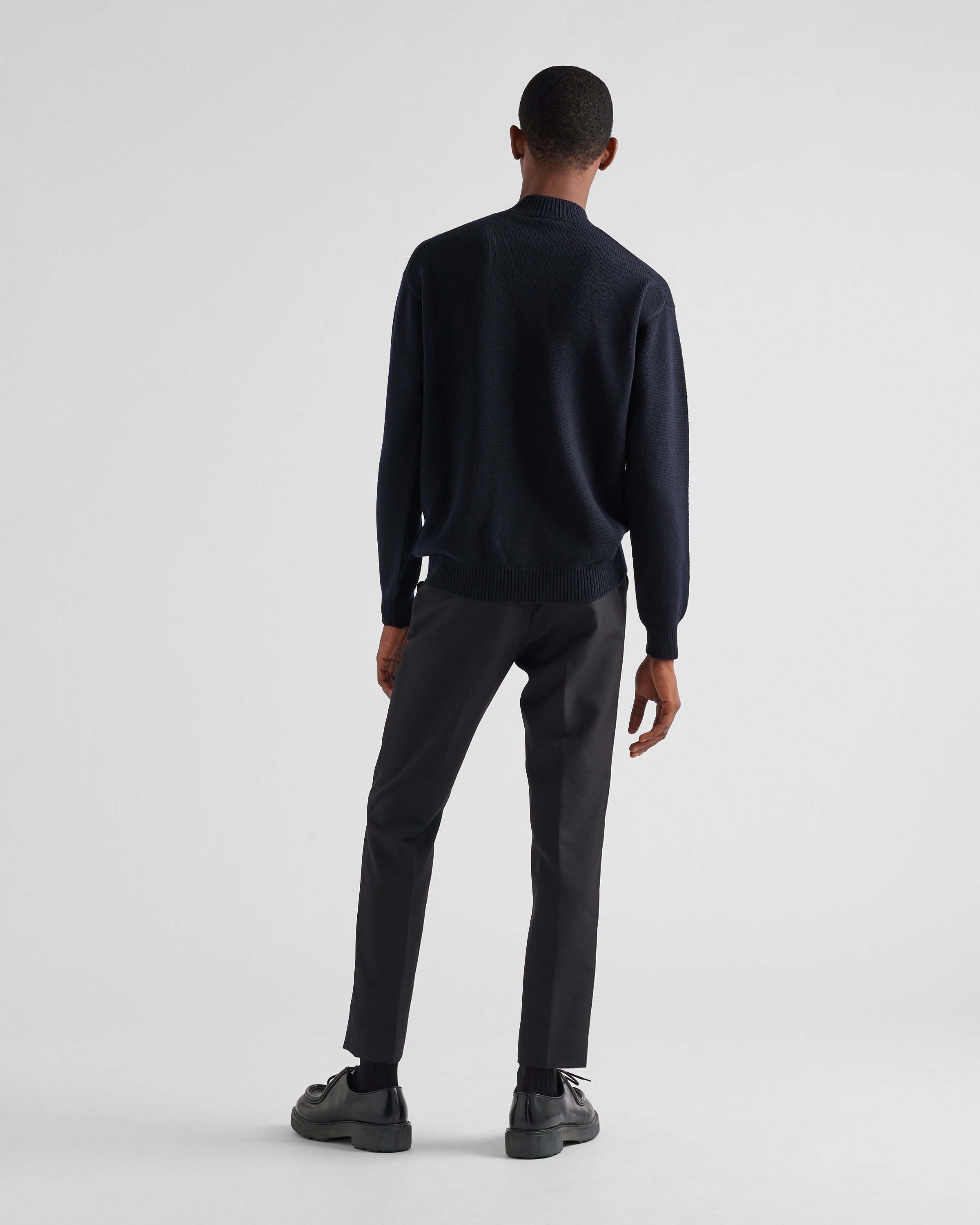 Prada Glitter Logo Intarsia Jumper In Blue