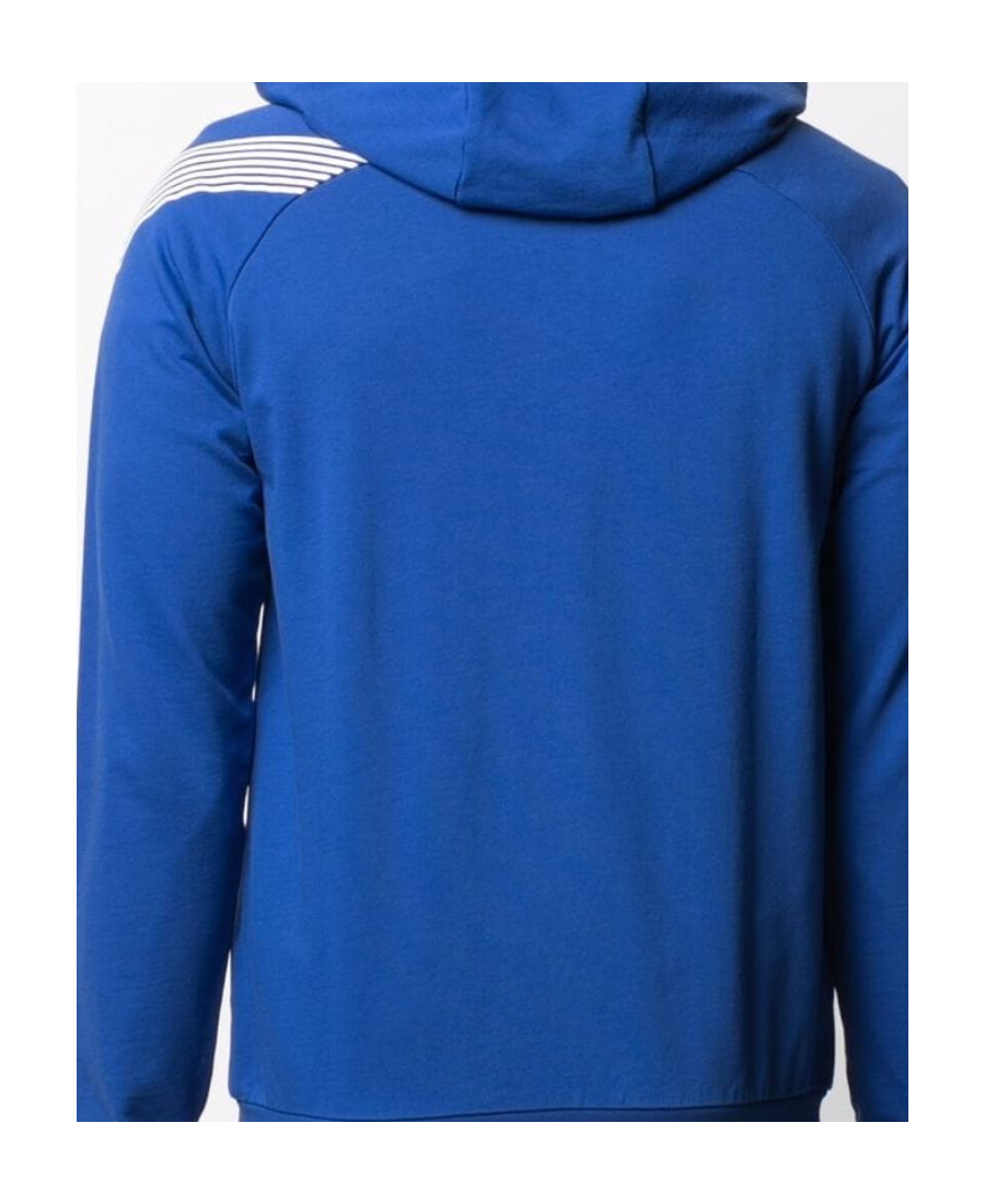 Ea7 Logo-print Zip-up Hoodie In Blue