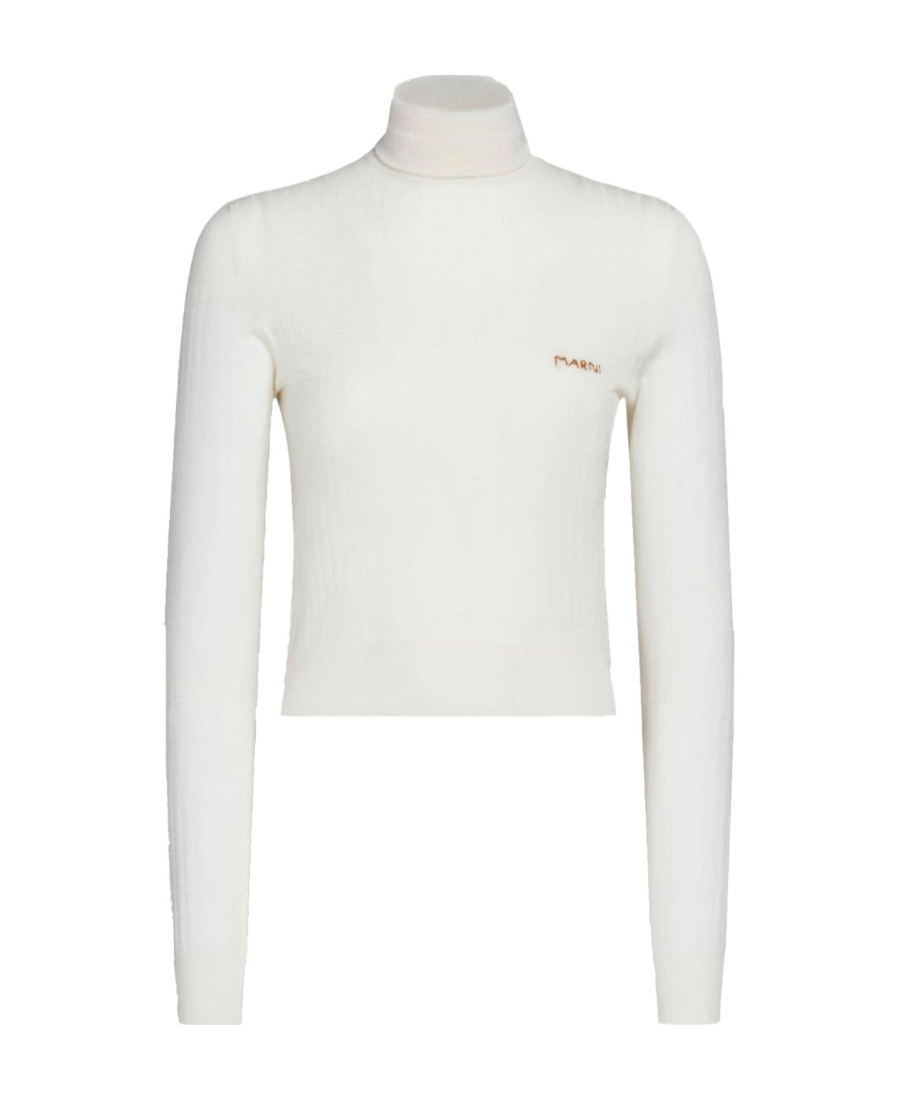 Marni Off-white Wool Cashmere Wrap Sweater In White