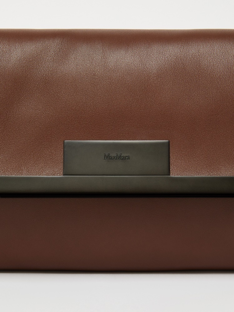 Max Mara Mm Clasp Clutch In Brown