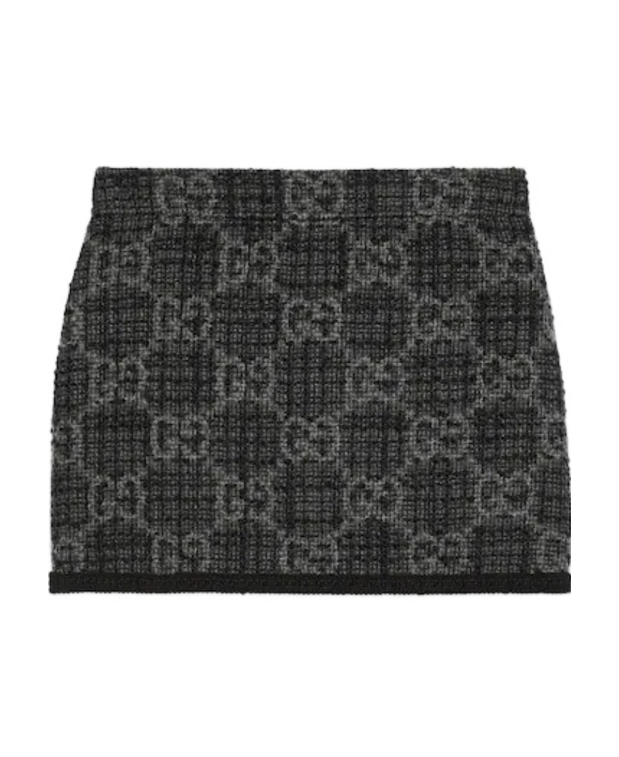 Gucci Gg-pattern Tweed Miniskirt In Gray