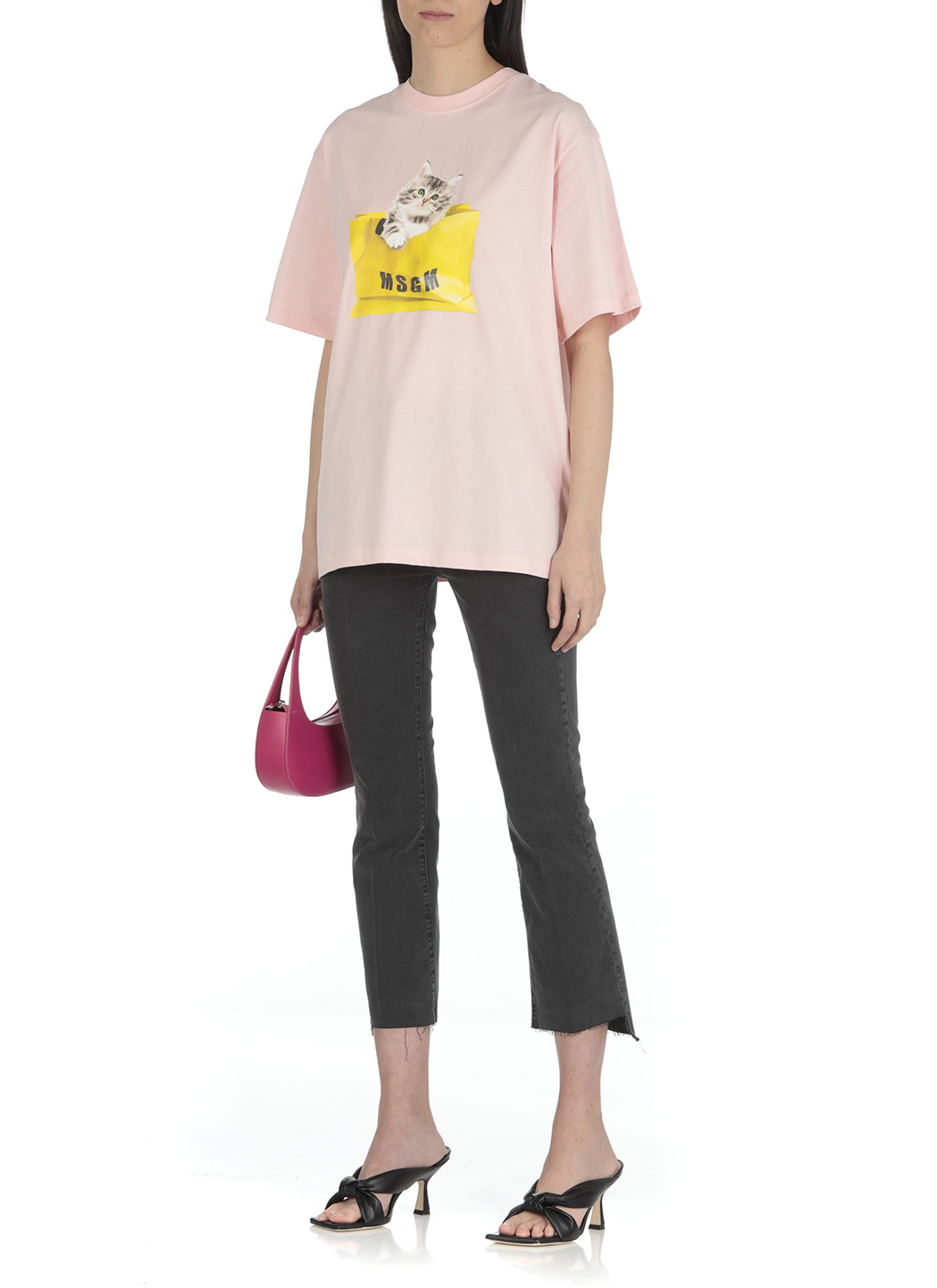 Msgm Graphic-print Short-sleeved T-shirt In Pink