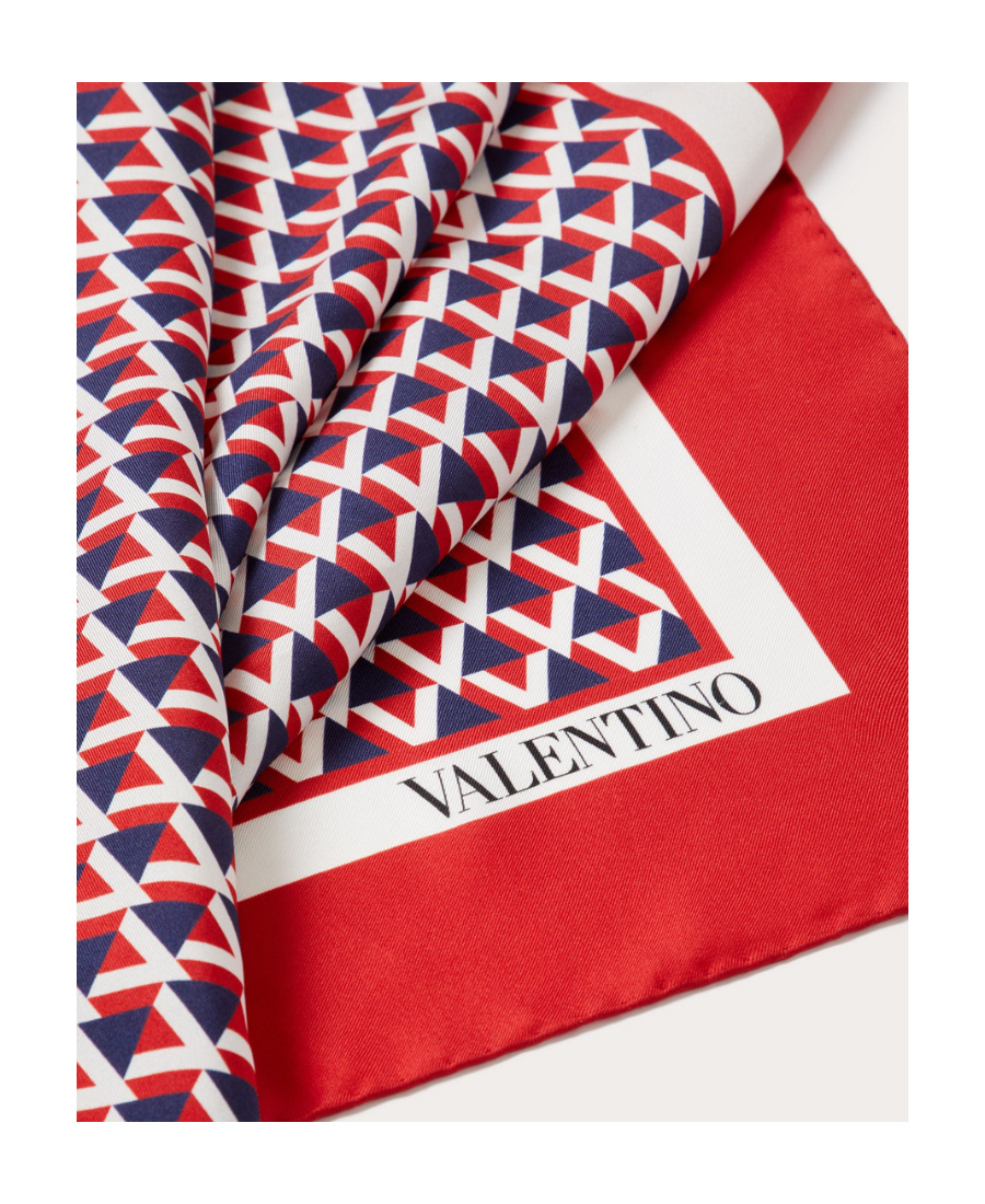 Valentino Veehive Printed Pattern Silk Scarf In Red
