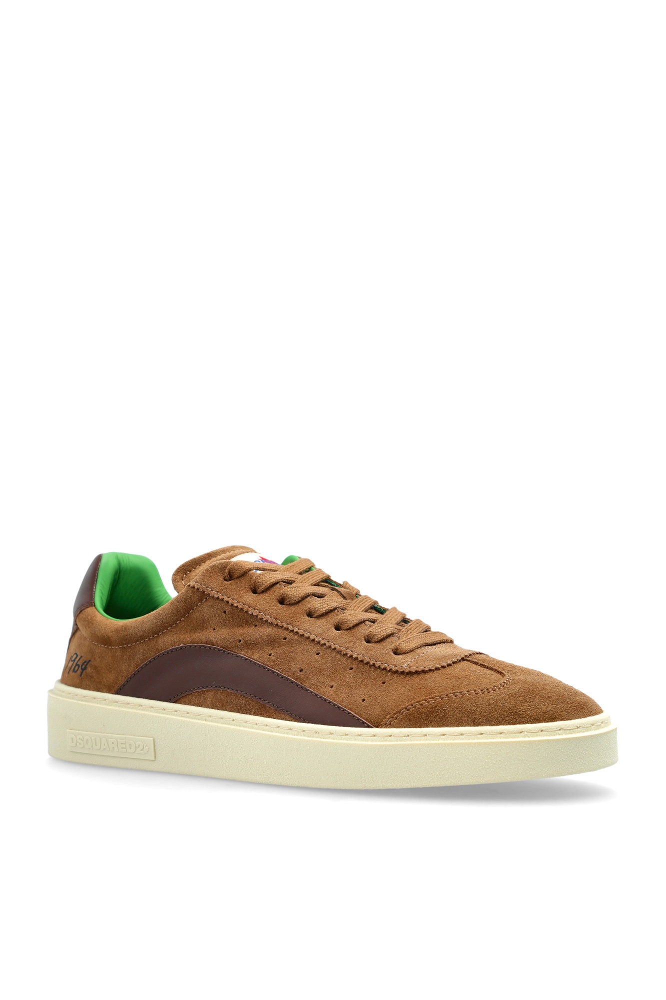 Dsquared2 Laced Sneaker With Patch With Logo In Brown